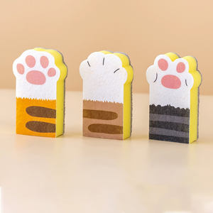 Esponja con forma de gato de dibujos animados, estropajos, esponja de cocina multiusos impresa personalizada para lavar platos - Product Image 3