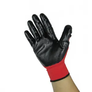 China Manufacturer Wholesale 13guage Polyester Protective Gloves Nitrile Work Hand Gloves