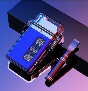 Nouveau Briquet Électrique LED Transparent à Double Arc, Écologique, en Plastique, Coupe-Vent, Étanche, pour <span class=keywords><strong>Cigarettes</strong></span> et Camping - Product Image 4