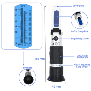 Réfractomètre portable <span class=keywords><strong>SG</strong></span> 1.000-1.130 <span class=keywords><strong>Brix</strong></span> 0-32% ATC pour l'analyse de l'alcool dans le vin de bière - Product Image 3