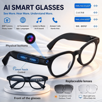 Lunettes intelligentes de traduction IA |   Lunettes de soleil magnétiques sans fil avec enregistrement stabilisé, reconnaissance vocale, musique et appels
