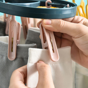 ราวตากผ้าพลาสติกอเนกประสงค์พร้อมคลิปหนีบ 12 อันสำหรับถุงเท้าชุดชั้นในใช้ในห้องน้ำชนิดตะขอรูปทรงสี่เหลี่ยมผืนผ้า - Product Image 3