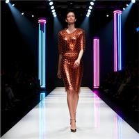 Robe de soirée longue maxi HT&T Avant-Garde avec sangle métallique et sequins, taille et couleur personnalisables, or/argent, style club sexy, pour soirée de gala