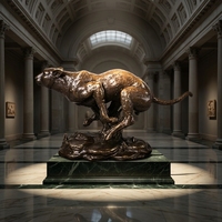 Figurine de panthère rampante en bronze artisanale - Taille entièrement personnalisable, pose de traquement et finition patine antique, sculpture en bronze