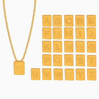 Collier pendentif chaîne à 26 lettres H2 AlphaSquare en acier inoxydable plaqué or 18 carats, bijoux tendance pour femmes