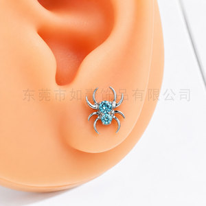 Pendientes de aleación de titanio yunnique Spider de 9 mm con circonita azul púrpura y engaste de púas, joyería de moda para perforaciones - Product Image 4