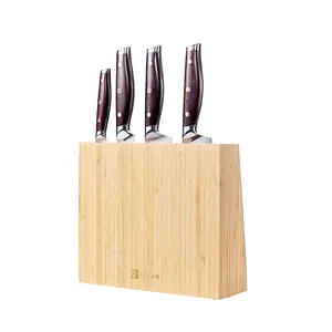 PS4 Ultra Sharp 4PCS Chefs Knife 67-layers Damascus Steel With G10 Handle OEM Kitchen Knives Set With Wooden Block