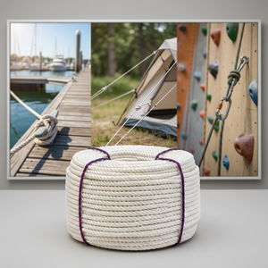 Cordon en polyester blanc de qualité supérieure, construction torsadée, fibre haute ténacité, robuste, léger et durable pour usage extérieur et maritime - Product Image 1