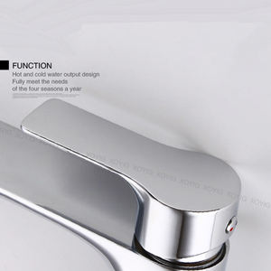 Robinet de lavabo moderne minimaliste en laiton chromé de qualité supérieure, mitigeur chaud/froid, robinet de salle de bain monotrou - Product Image 4