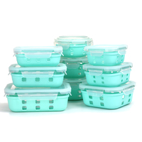 Ensemble de contenants de cuisine JASPER GLASS, boîtes de conservation alimentaire en verre avec étui en silicone, ensemble de contenants de cuisine
