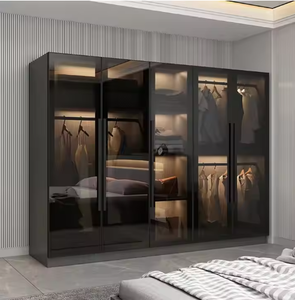 Meubles de chambre à coucher et de salon d'hôtel minimalistes sur mesure, nouvelle conception, porte en verre plastique, armoire à portes battantes - Product Image 2