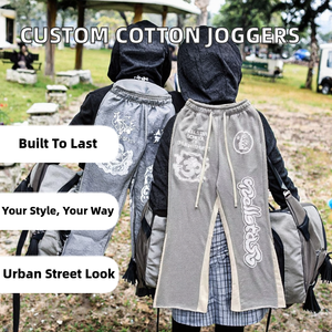 กางเกงจ็อกเกอร์ผ้าคอตตอน 100% แบบกันน้ำ สไตล์ฮิปฮอป สำหรับผู้ชาย ปรับแต่งได้ตามต้องการ บริการ OEM คุณภาพสูง ลายพิมพ์กรดซ้อนแบบสกรีน ปี 2026 - Product Image 2