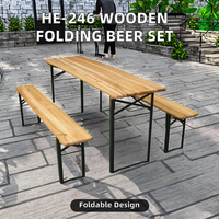 Ensemble de table à manger pliante en bois de style ferme moderne |   Cadre en fer léger et durable, plus de 10 tailles personnalisées pour une utilisation en extérieur et en restauration