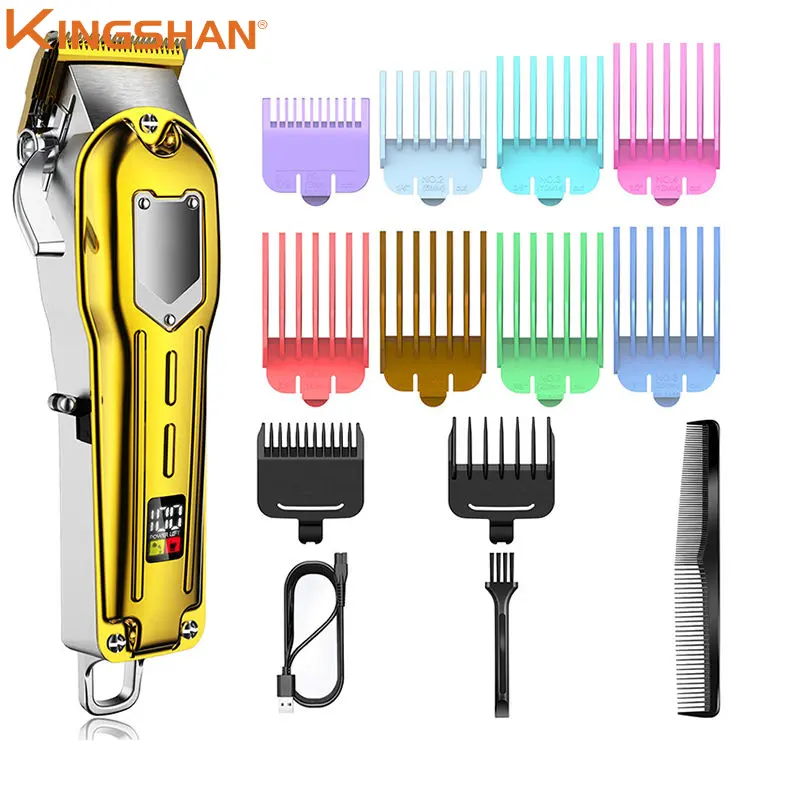 All-Metal Barber Professional Hair Clippers Electric Cordless Low Noise LCD Hair Cutting Machine Hair Trimmer