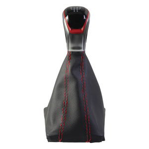 Couvercle de pommeau de levier de vitesse pour boîte de vitesses manuelle, noir avec surpiqûres rouges, pour boîte de vitesses à 5 ou 6 vitesses, ajustement universel, conception antidérapante - Product Image 1