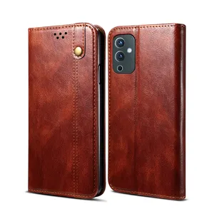 Voor Oneplus 9 Mode Telefoon Case Luxe Magnetische Flip Lederen Case Vier Kleuren Custom Smartphone Portemonnee Case