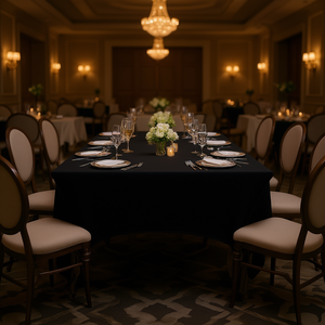 D0100XU48GA Juego de 6 Manteles de Spandex Negros de 6 Pies, Lavables, Elásticos, Elegantes, para Eventos, Cócteles y Banquetes - Product Image 2