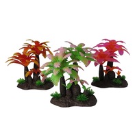 Ornement d'aquarium en forme de palmier artificiel en plastique, base en résine lestée, cachette pour poissons, décor multicolores