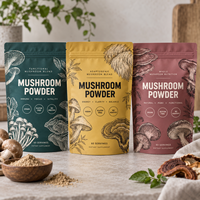 Sachet Doypack Personnalisé Imprimé pour Poudre de Champignons avec Fermeture Éclair, Emballage Alimentaire en Mylar, Refermable et Anti-Humidité