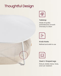 VASAGLE White <strong>Round</strong> <strong>Cloth</strong> Basket 2 Drawers Coffee <strong>Table</strong> - Product Image 3