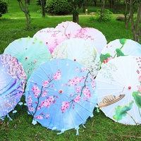 Parapluie de danse chinoise en soie à baleines en bambou de style ancien, parapluie rétro en papier huilé de couleur unie, tendance nationale pour défilés de mode