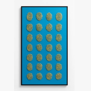 Peinture murale abstraite personnalisée pour hôtel, design minimaliste, texture 3D faite à la main, formes d'empreintes digitales, toile acrylique, vente en gros - Product Image 1