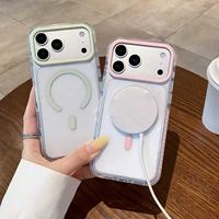 Coque de téléphone magnétique transparente pour iPhone 18 15 14 13 12 17 Pro Max 16 Plus, protection antichoc avec protection de l'objectif surélevée