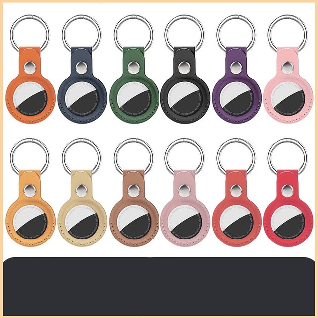 Custom Logo Leather Airtags Keychain Holder Protective Sleeve for Dog Collar Pet Loop Keyring Smart Tag Accessories Bulk Supply
