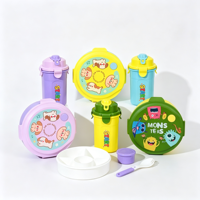 Ensemble de boîte à lunch pour enfants avec bouteille d'eau, couverts, boîte à sauce, 3 compartiments, récipient alimentaire en PP