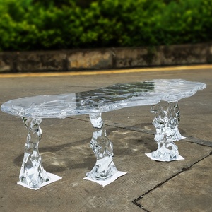 Table basse moderne en résine transparente pour bureau, balcon, salon – Aucun assemblage requis – Meuble de maison personnalisable - Product Image 3