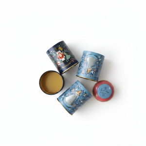 Kontensan <b>Round</b> Metal Tin <b>Box</b> Set Dia 90 mm (3 Pcs) Vintage Caf-Inspired Linen Texture Design Tales Design - Product Image 2