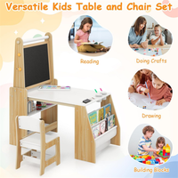 Table et chaise d'activités en bois pour enfants avec rouleau de papier – Chevalet d'art en bois pour enfants