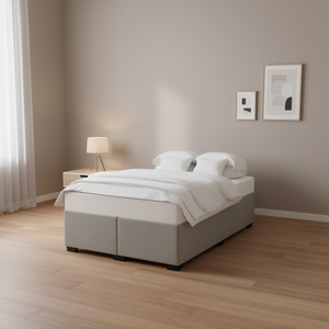 Base de Cama Tapizada en Tela Gris Claro, Moderna, Suave, Tamaño Completo - Product Image 2