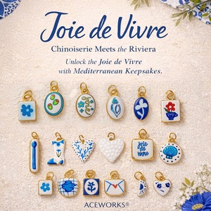Joie De Vivre |   Colgante de Acero Inoxidable con Baño de Oro PVD de 18K y Esmalte Pintado a Mano para Fabricación de Joyas |   Unisex, Moderno e Impermeable - Product Image 1