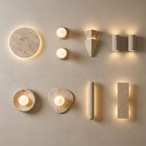 <span class=keywords><strong>Applique</strong></span> <span class=keywords><strong>murale</strong></span> moderne Wabi Sabi pour couloir, en pierre naturelle de travertin, luminaires muraux pour maison, villa, hôtel, projet - Product Image 2