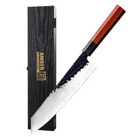 Couteau japonais haut de gamme en acier Aus-10, forgé à la main, noir martelé Kurouchi, avec manche en bois