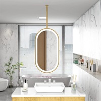 Customized Smart Bathroom Hotel Special Oval Shaped Fogless Touch Screen Led Mirror Bathroom