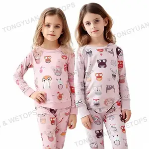 Logo personalizzato abbigliamento bambini ragazze 2 pezzi pigiama vestiti Set disegni di cartoni animati ragazze pigiameria