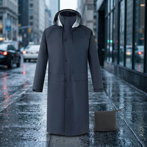 Veste de pluie pour homme grande taille, respirante, vêtements de sport et de plein air, col montant, fourrure de mouton tissée, pour la saison d'automne - Product Image 3