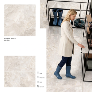 กระเบื้องพอร์ซเลนเคลือบเงาขนาด 800x800 มม. รุ่นโรมันซิลเวอร์ ดีไซน์ลายหินอ่อนสีเงินสำหรับปูพื้น - Product Image 2