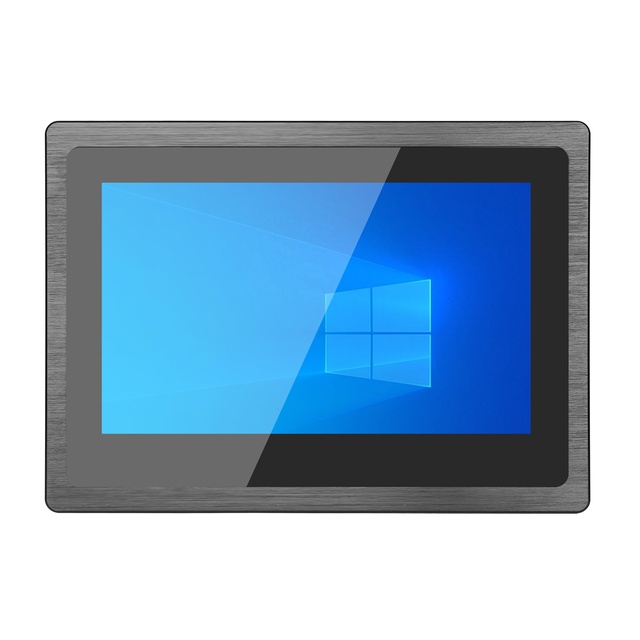 Small Size 7 Inch Wide Screen All in One Pc Aluminum Brushed Industrial Win 10 Touch Screen Panel Pc with Usb Port