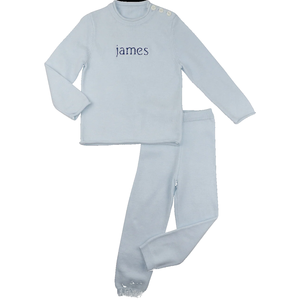 Ropa para niños, venta al por mayor, conjunto de suéter de punto de bebé de manga larga bordada de invierno 100% algodón - Product Image 3