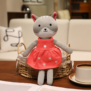 Jouets en peluche tricotés de 30 cm, lapin, <span class=keywords><strong>chien</strong></span>, ours, animaux en crochet doux avec robe pour enfants, <span class=keywords><strong>cadeau</strong></span> pour dormir - Product Image 2