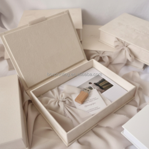 Boîte <span class=keywords><strong>de</strong></span> Rangement Souvenir <span class=keywords><strong>de</strong></span> Luxe en <span class=keywords><strong>Lin</strong></span> avec Logo Personnalisé, Estampage à Chaud, Album Photo, Scrapbook, USB, Gris, Tissu <span class=keywords><strong>Lin</strong></span> pour Vente en Gros - Product Image 2
