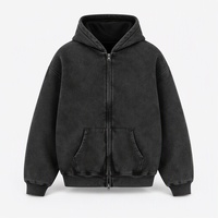 Sweat-shirt à capuche zippé vintage délavé pour homme, 355 GSM, épais, en molleton, coupe oversize, style streetwear, veste athlétique