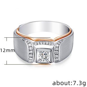 Anello da donna con zirconi intarsiati bicolore, design semplice e generoso, per matrimonio, uso quotidiano, impilabile, gioiello da dito abbinabile a tutto, idea regalo - Product Image 3