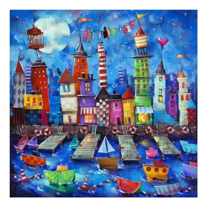 Ever Moment Diamond Painting Cross Stitch Handmade Full Square Building Boat Cartoon 3F360