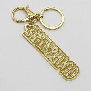 Llavero de esmalte suave Golden Sister Souvenir, llaveros promocionales de hermana con diamantes de imitación - Product Image 1