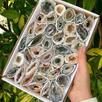 Boîte de géodes en agate naturelle brésilienne en gros, spécimen de géode Druzy en cristal poli, ornement pour la décoration intérieure, cadeau, approvisionnement en vrac