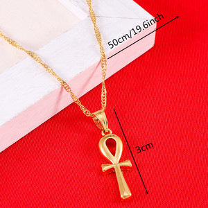 Egiziano Ankh Croce Pendente Della Collana Donna Oro Delle Ragazze di Colore Egitto Geroglifici Dei Monili di Fascini - Product Image 3